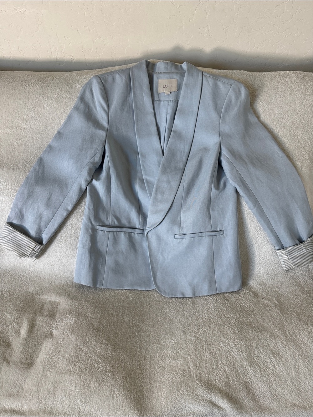 LOFT Pastel Blue Shawl-Collar Blazer